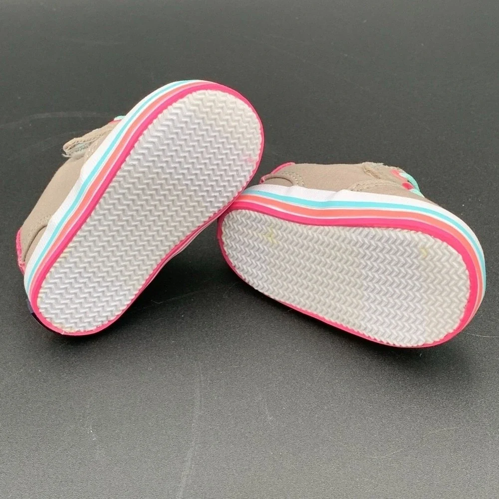 Sperry Baby Spinnaker Crib Jr Washable Sneaker Grey Pink Teal Stripe Size‎ 1M